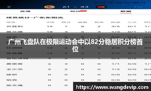 广州飞盘队在极限运动会中以82分稳居积分榜首位